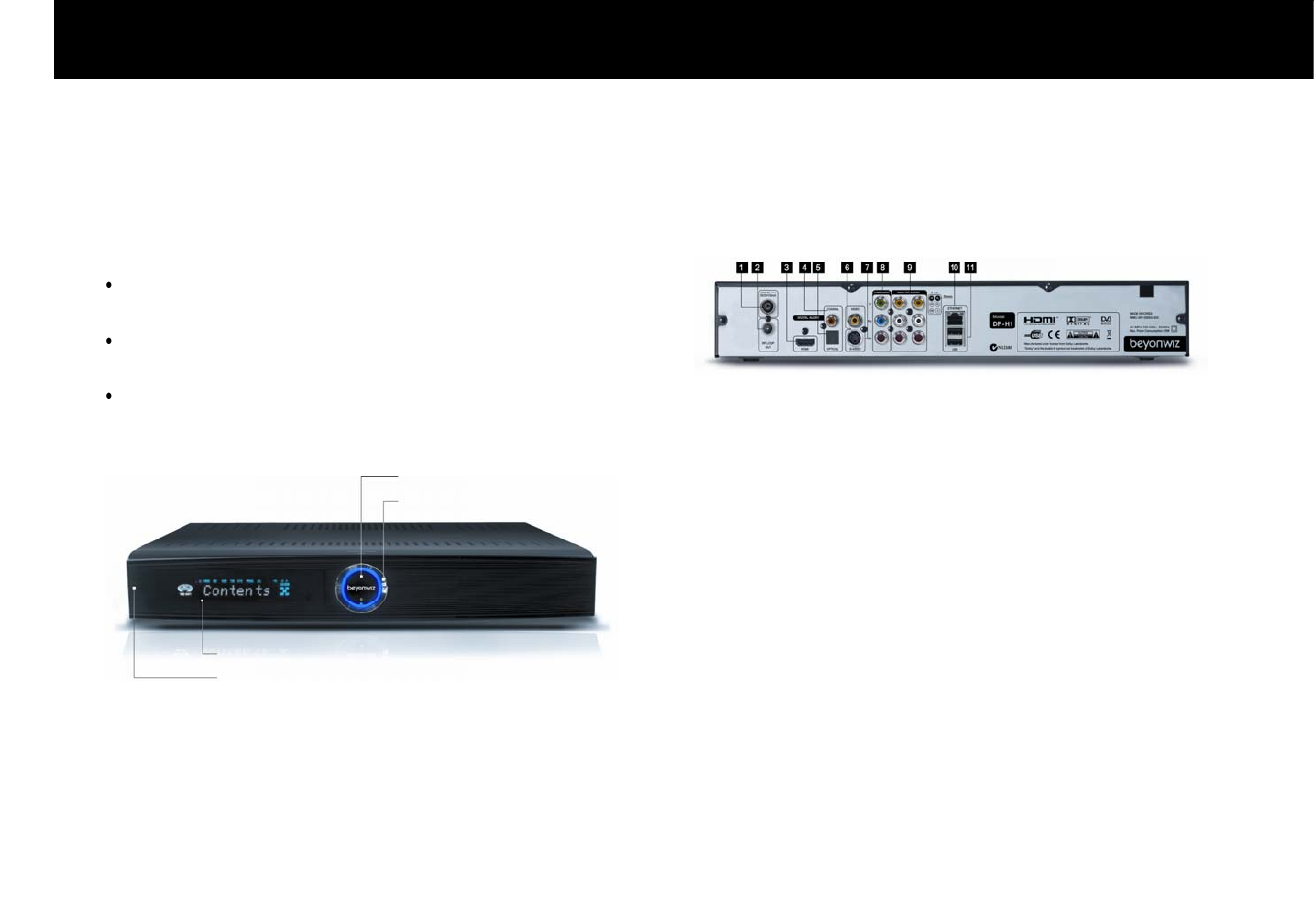 Front panel, Rear panel | Beyonwiz DP-H1 User Manual | Page 14 / 118