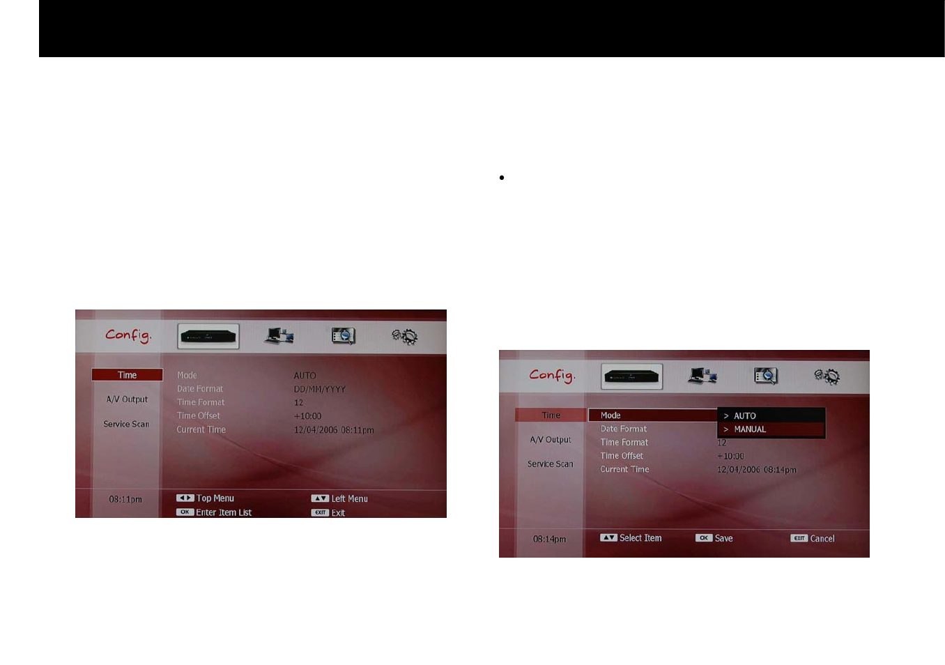 Configuration, Stb & pvr function, 1. time setting | Beyonwiz DP-H1 User Manual | Page 32 / 118
