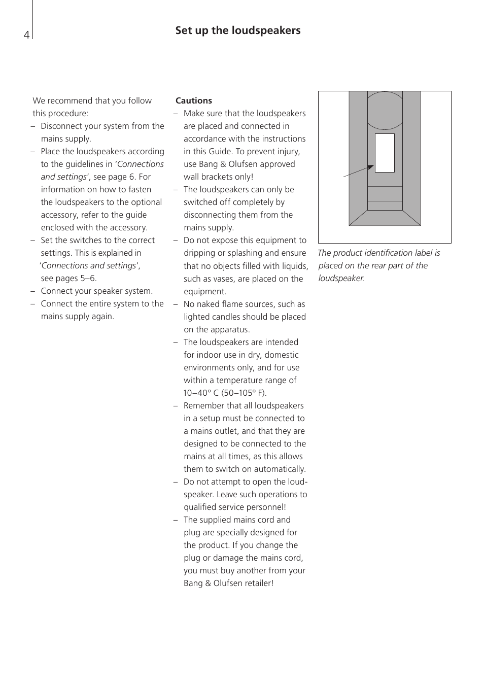 Set up the loudspeakers | Bang & Olufsen BeoLab 12-1 - User Guide User Manual | Page 4 / 8