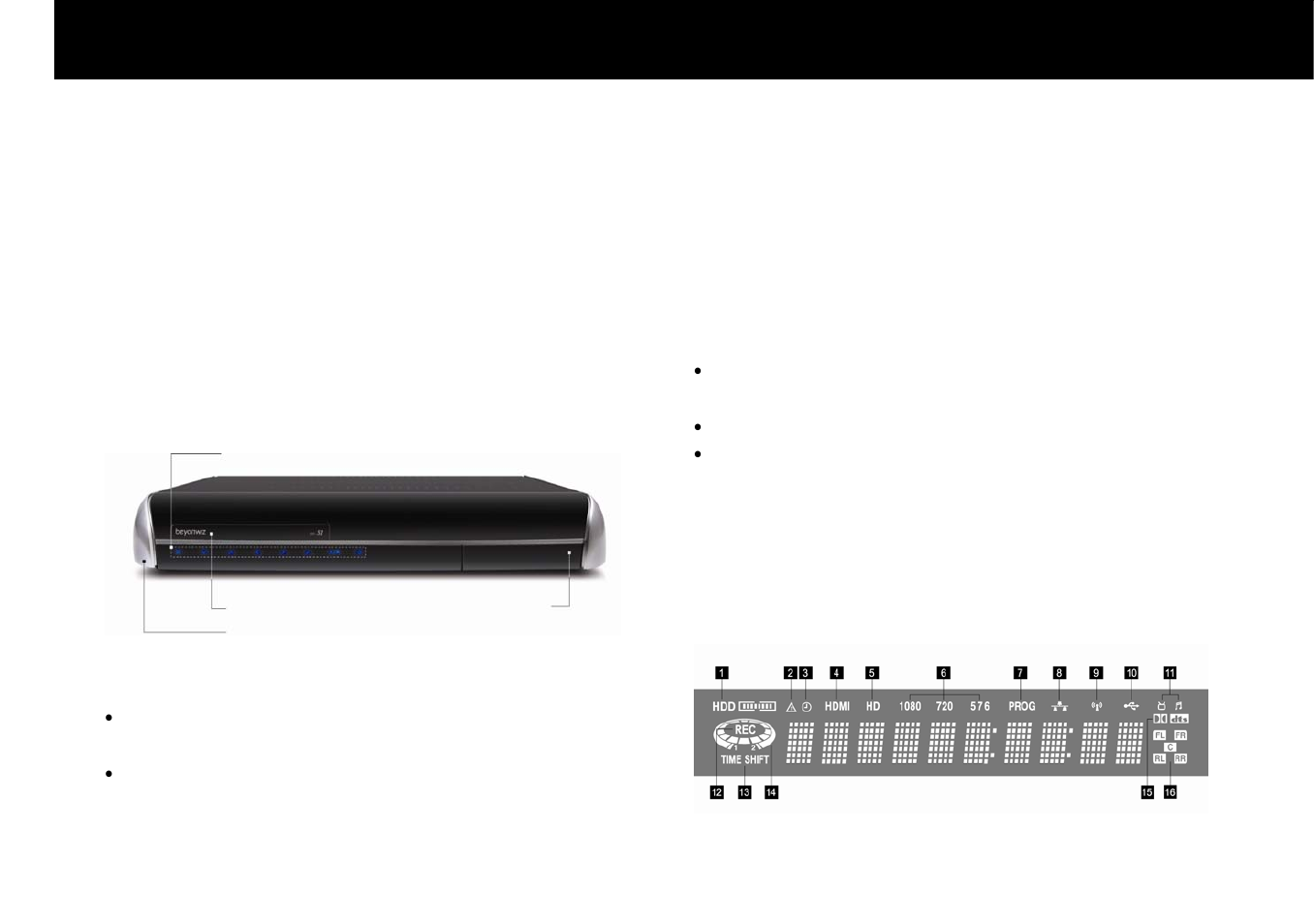 Front panel | Beyonwiz DP-S1 User Manual | Page 14 / 124