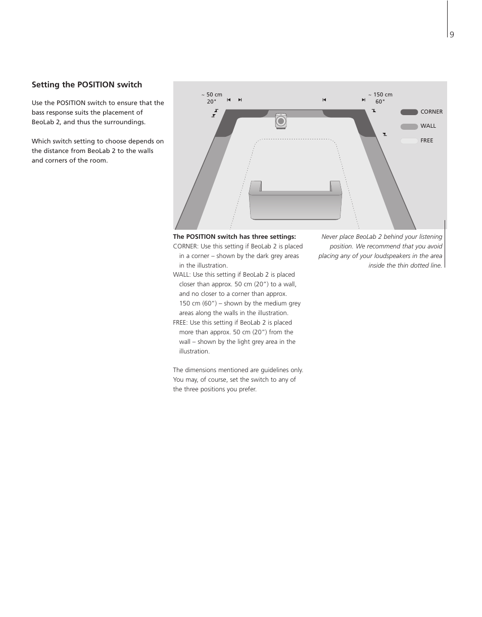 9setting the position switch | Bang & Olufsen BeoLab 2 - User Guide User Manual | Page 9 / 12