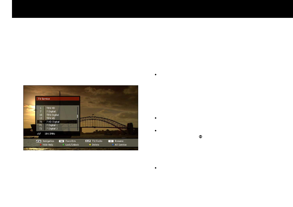 Service edit, Service list edit | Beyonwiz FV-L1 User Manual | Page 51 / 118