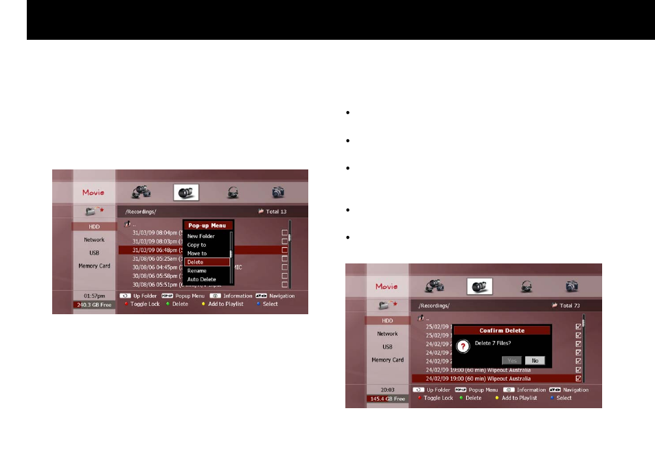 Delete | Beyonwiz FV-L1 User Manual | Page 85 / 118