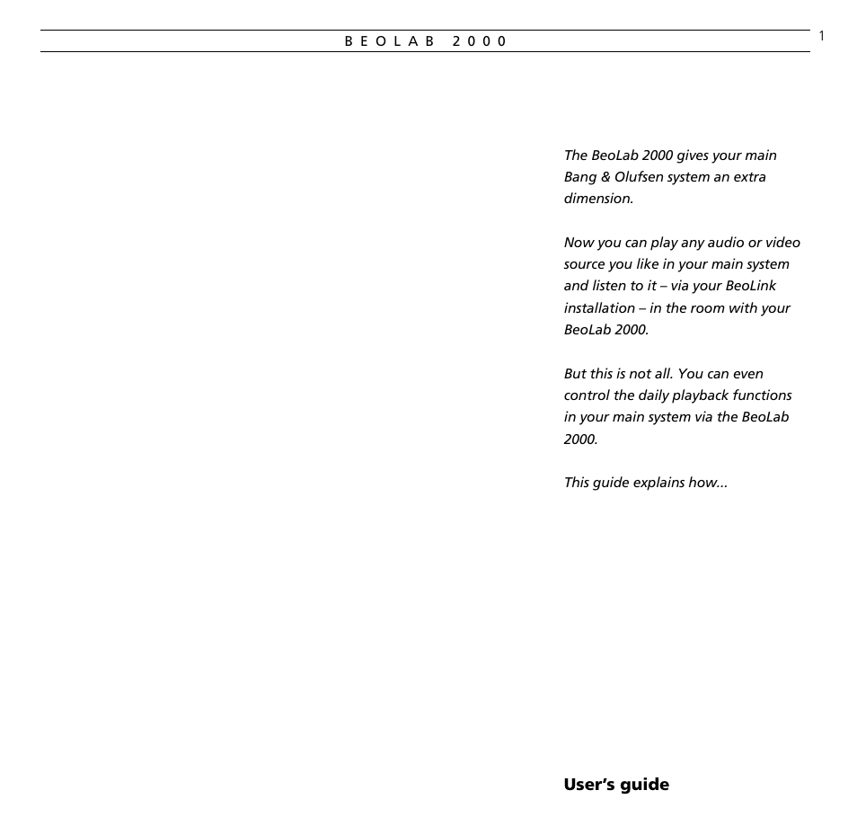 Bang & Olufsen BeoLab 2000 - User Guide User Manual | 12 pages
