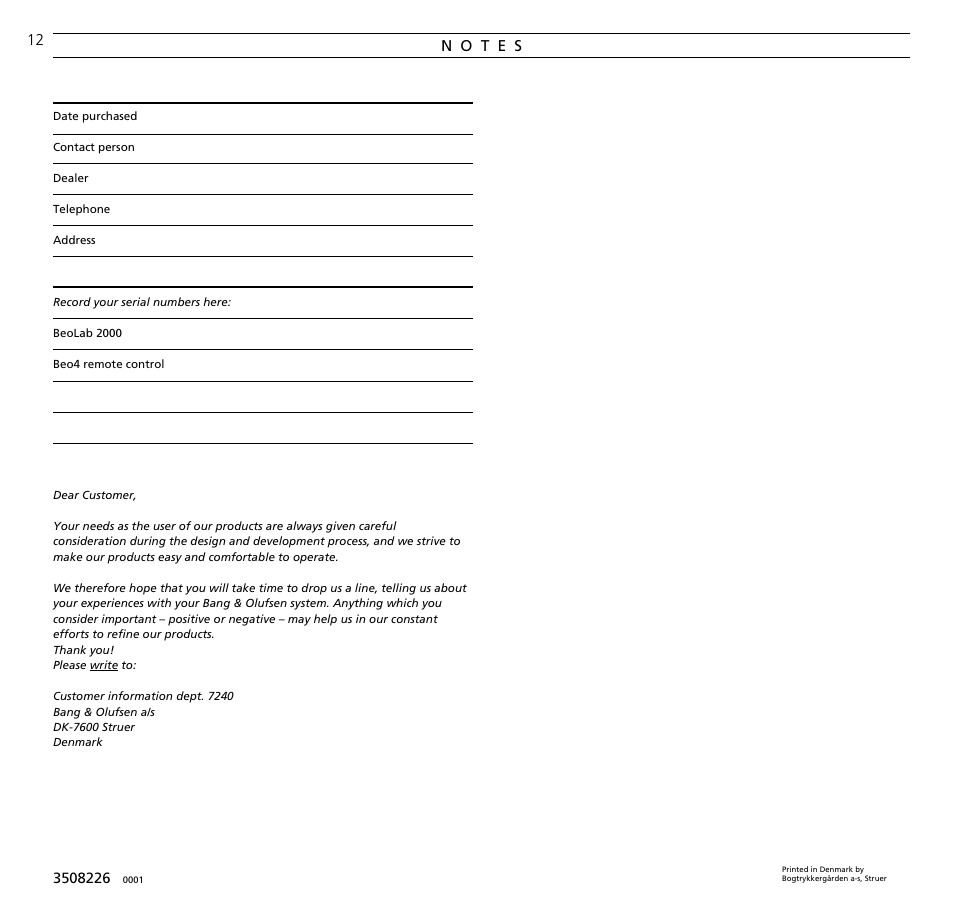 Bang & Olufsen BeoLab 2000 - User Guide User Manual | Page 12 / 12