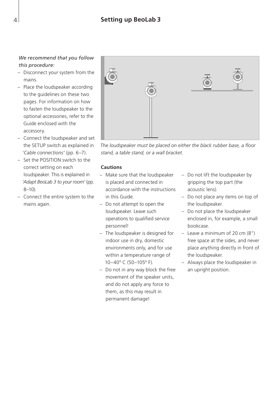 Setting up beolab 3, Setting up beolab | Bang & Olufsen BeoLab 3 - User Guide User Manual | Page 4 / 13