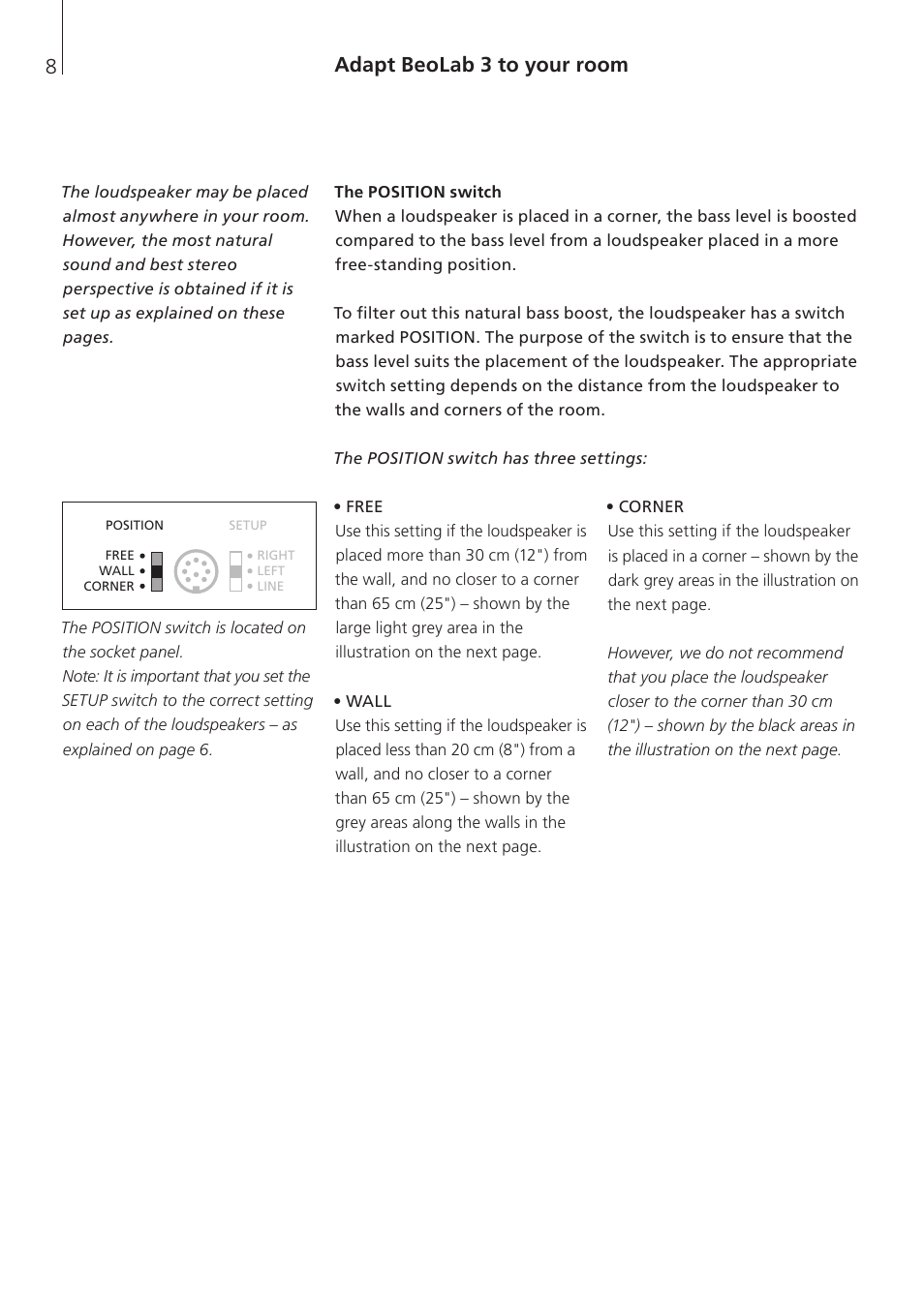 Adapt beolab 3 to your room | Bang & Olufsen BeoLab 3 - User Guide User Manual | Page 8 / 13