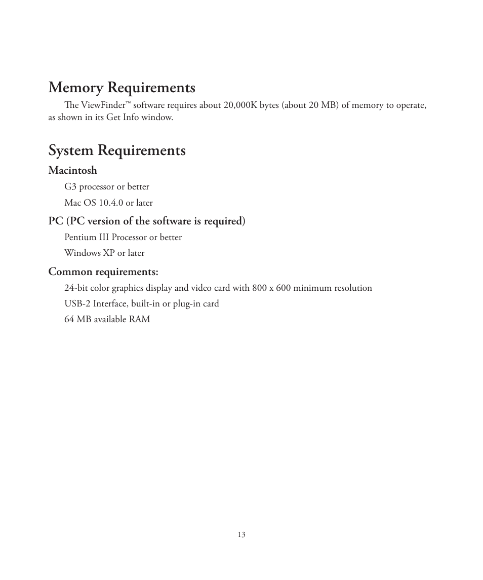 System requirements | Better Light 7 User Manual | Page 13 / 99