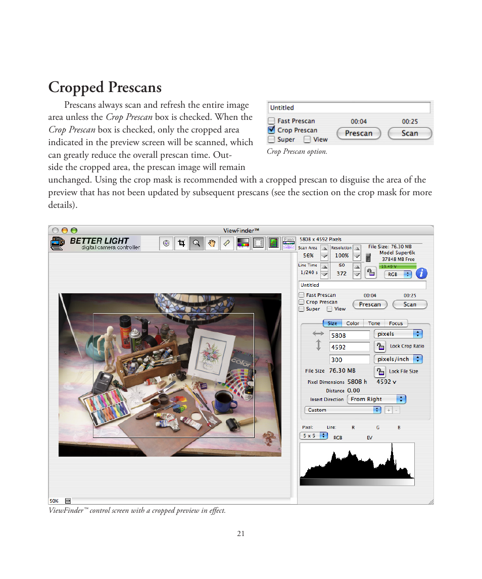 Cropped prescans | Better Light 7 User Manual | Page 21 / 99