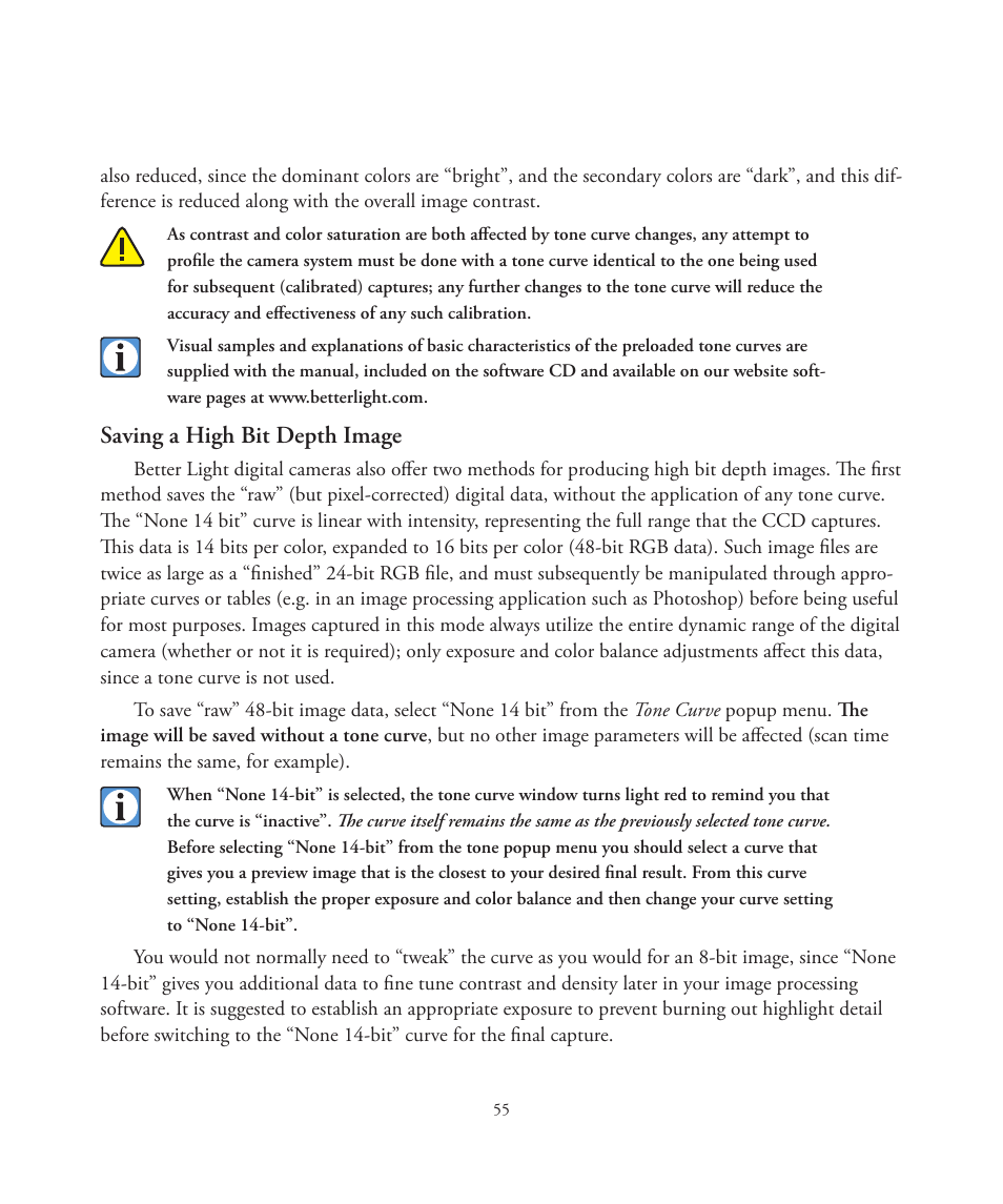 Saving a high bit depth image | Better Light 7 User Manual | Page 55 / 99