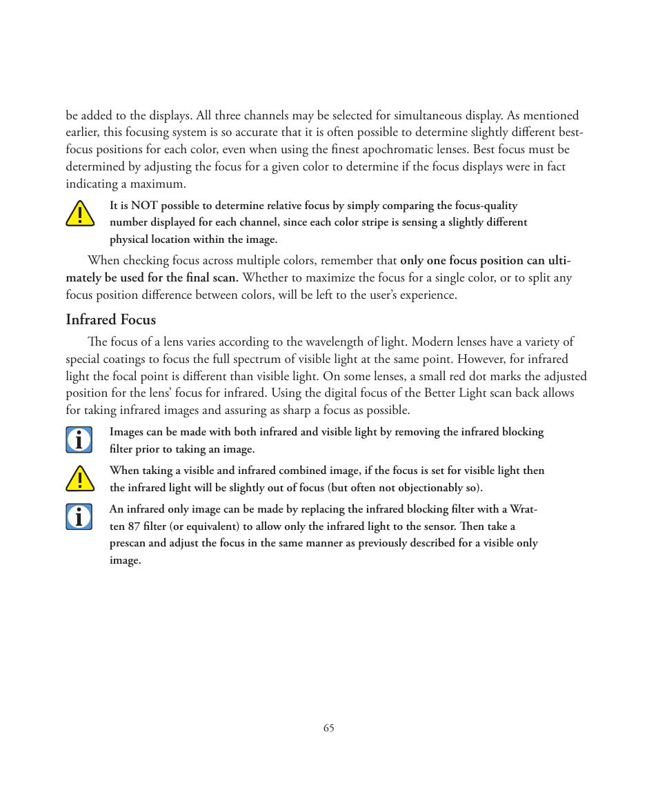 Infrared focus | Better Light 7 User Manual | Page 65 / 99