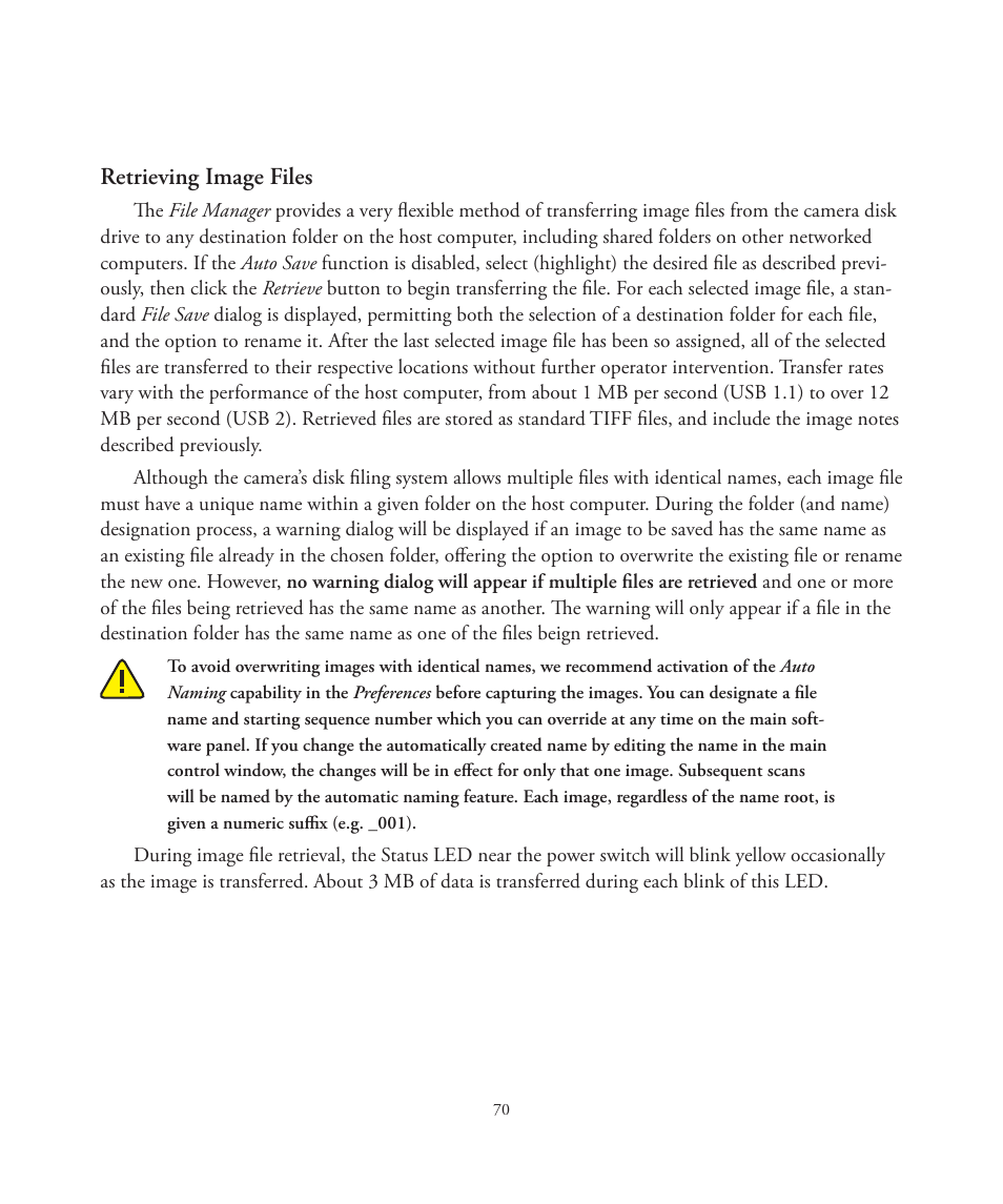 Retrieving image files | Better Light 7 User Manual | Page 70 / 99