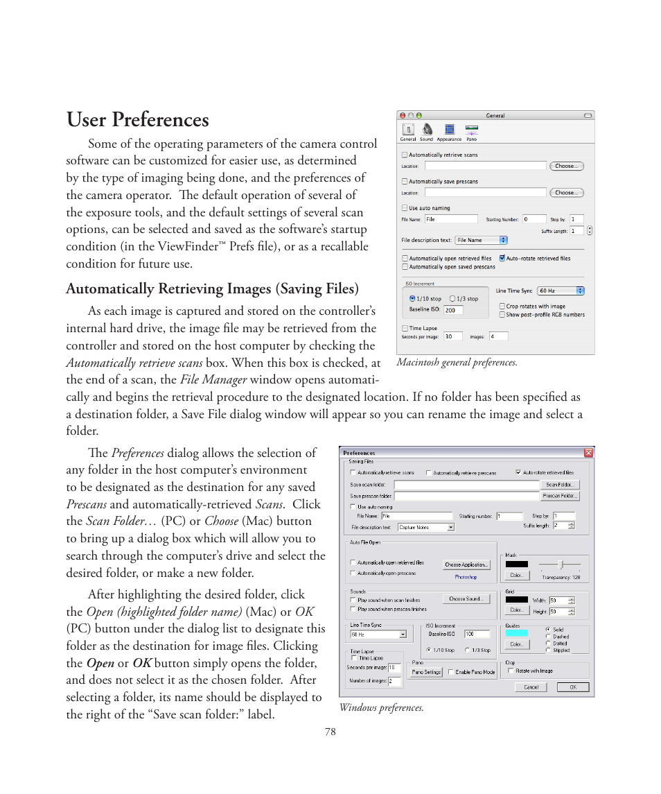 User preferences | Better Light 7 User Manual | Page 78 / 99