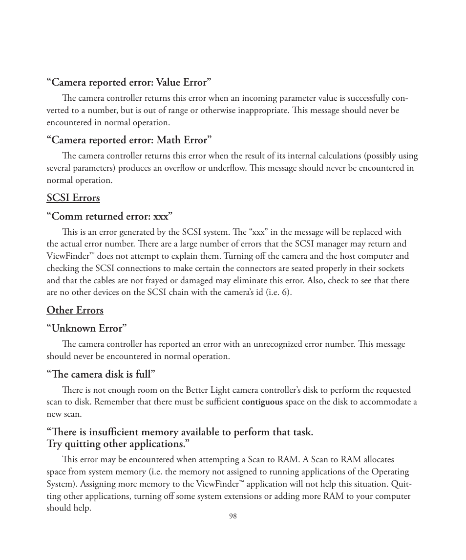 Better Light 7 User Manual | Page 98 / 99