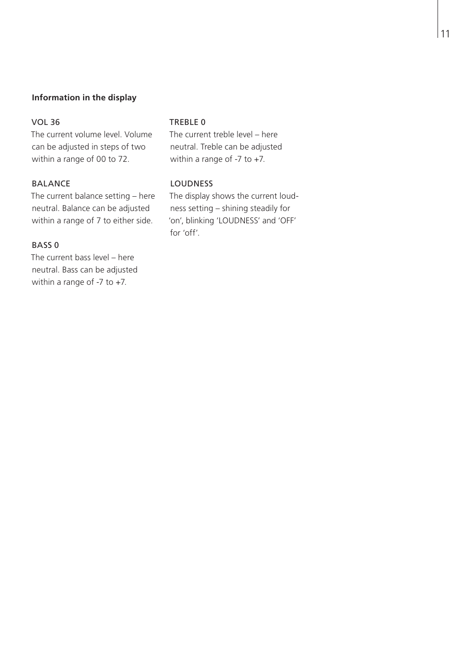 Information in the display | Bang & Olufsen BeoLab 3500 - User Guide User Manual | Page 11 / 28