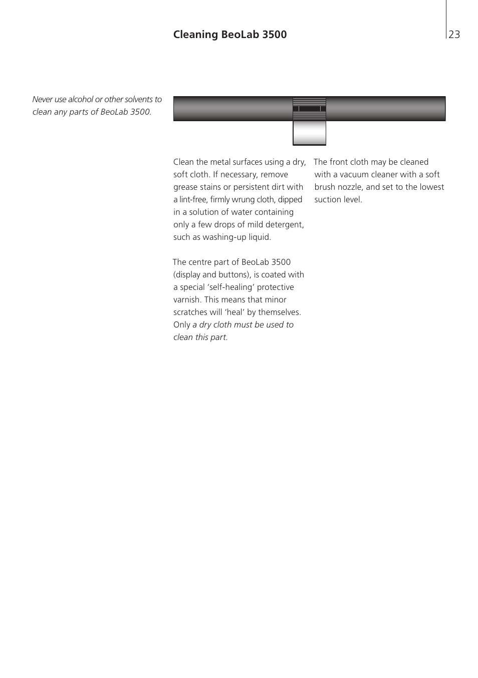 Cleaning beolab 3500 | Bang & Olufsen BeoLab 3500 - User Guide User Manual | Page 23 / 28