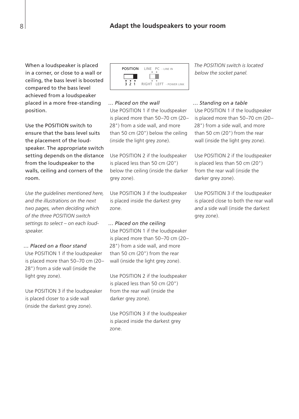 Adapt the loudspeakers to your room | Bang & Olufsen BeoLab 4 - User Guide User Manual | Page 8 / 12