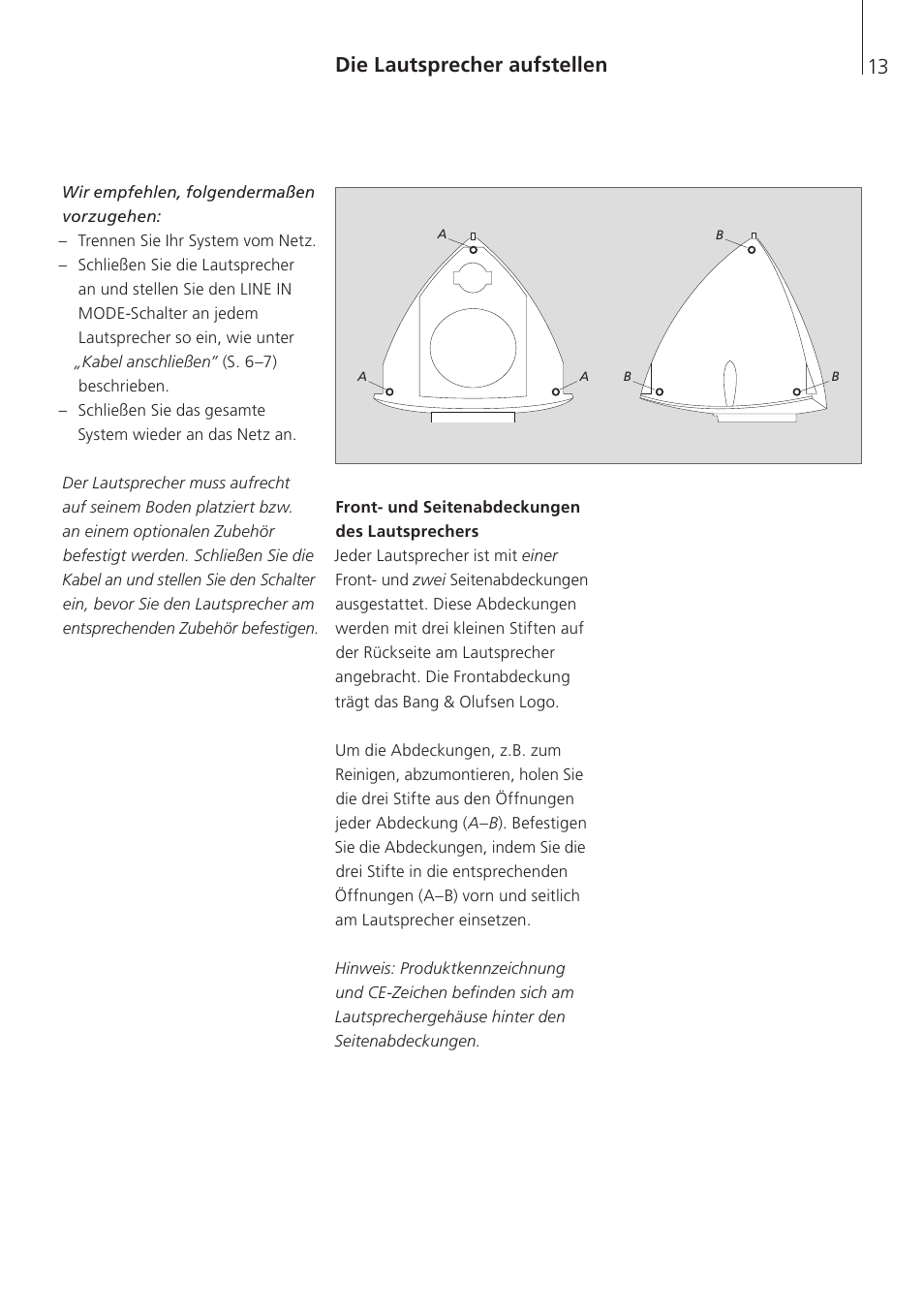 Die lautsprecher aufstellen | Bang & Olufsen BeoLab 4 PC - User Guide User Manual | Page 13 / 76