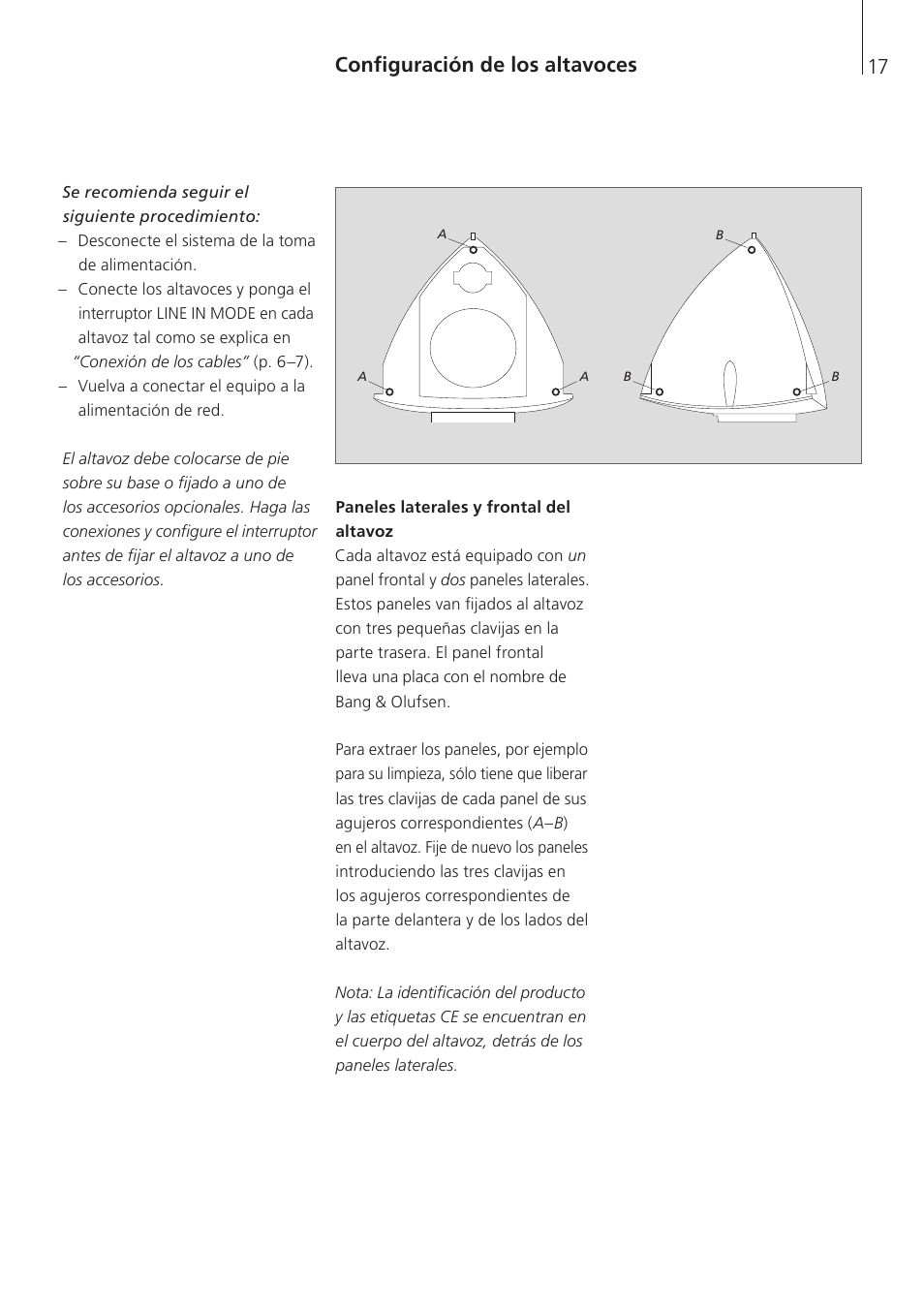 Configuración de los altavoces | Bang & Olufsen BeoLab 4 PC - User Guide User Manual | Page 17 / 76