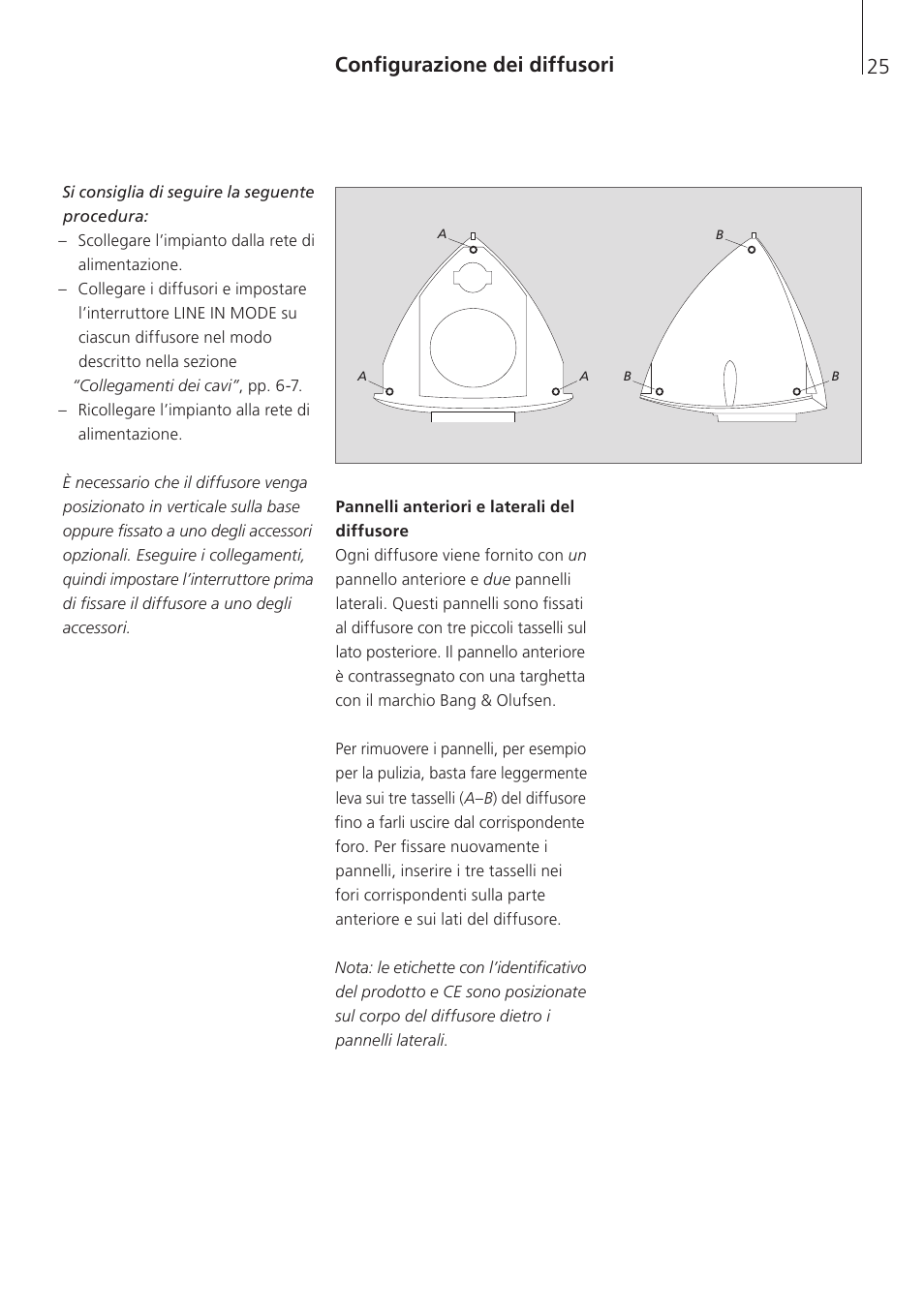 Configurazione dei diffusori | Bang & Olufsen BeoLab 4 PC - User Guide User Manual | Page 25 / 76