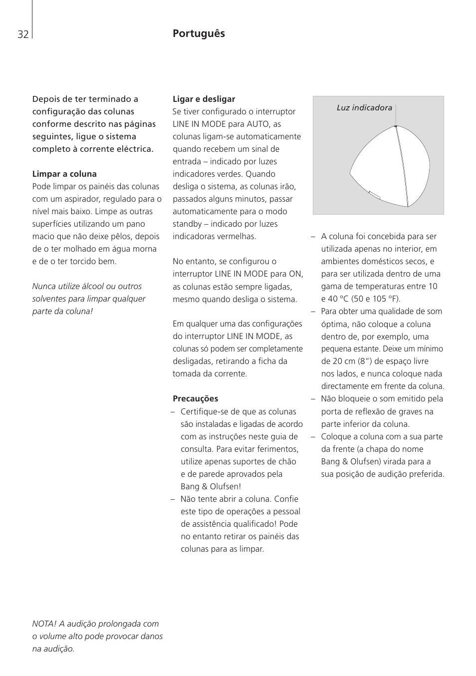Português, Português (portuguese) , 32 | Bang & Olufsen BeoLab 4 PC - User Guide User Manual | Page 32 / 76