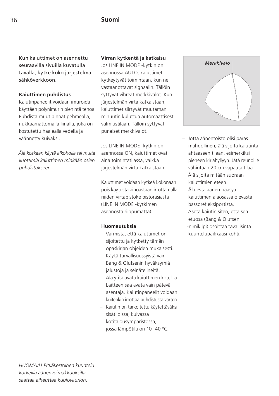 Suomi, Suomi (finnish) , 36 | Bang & Olufsen BeoLab 4 PC - User Guide User Manual | Page 36 / 76