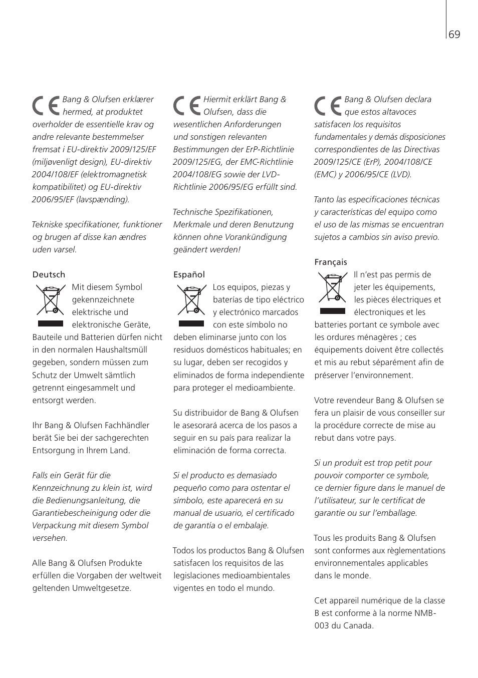 Bang & Olufsen BeoLab 4 PC - User Guide User Manual | Page 69 / 76