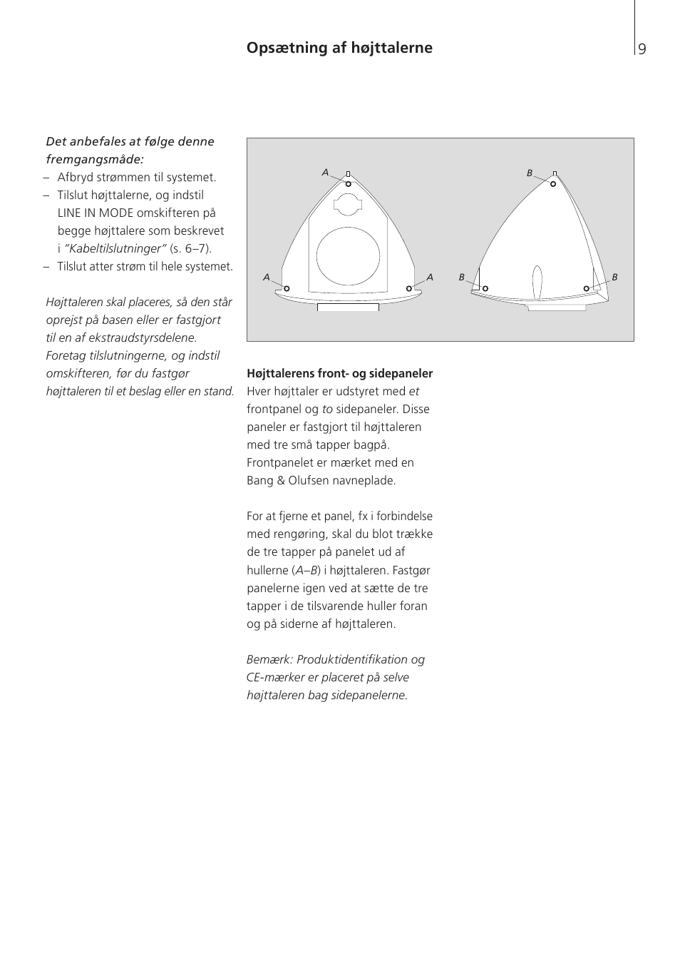 Opsætning af højttalerne | Bang & Olufsen BeoLab 4 PC - User Guide User Manual | Page 9 / 76
