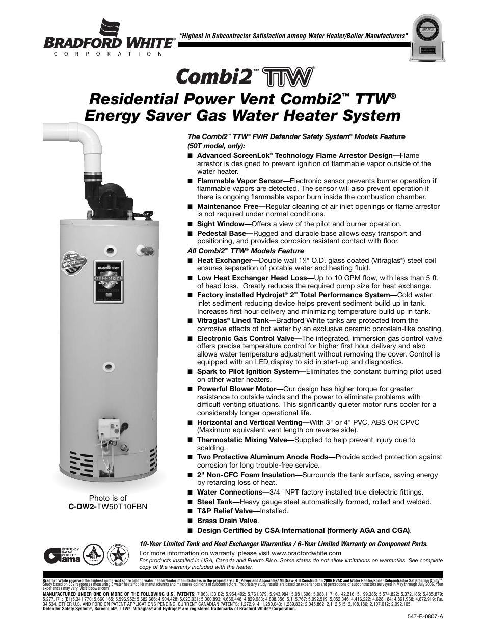 Bradford-White Corp 547-B User Manual | 2 pages