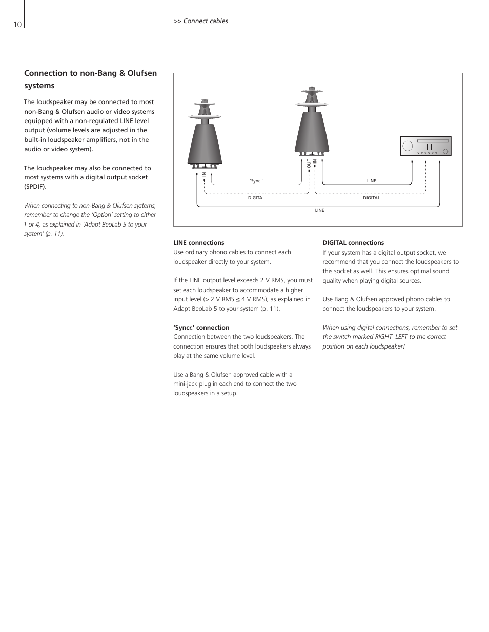 Connection to non-bang & olufsen systems | Bang & Olufsen BeoLab 5 - User Guide User Manual | Page 10 / 20