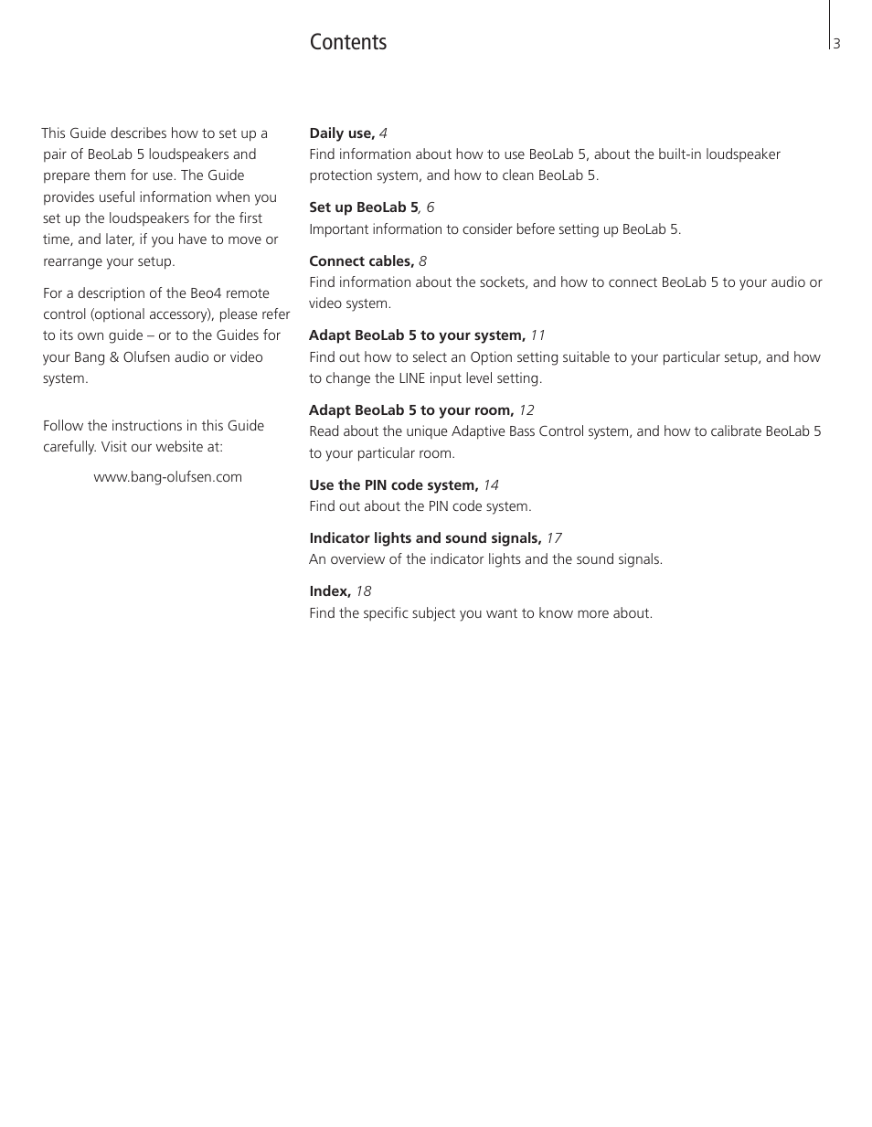Bang & Olufsen BeoLab 5 - User Guide User Manual | Page 3 / 20