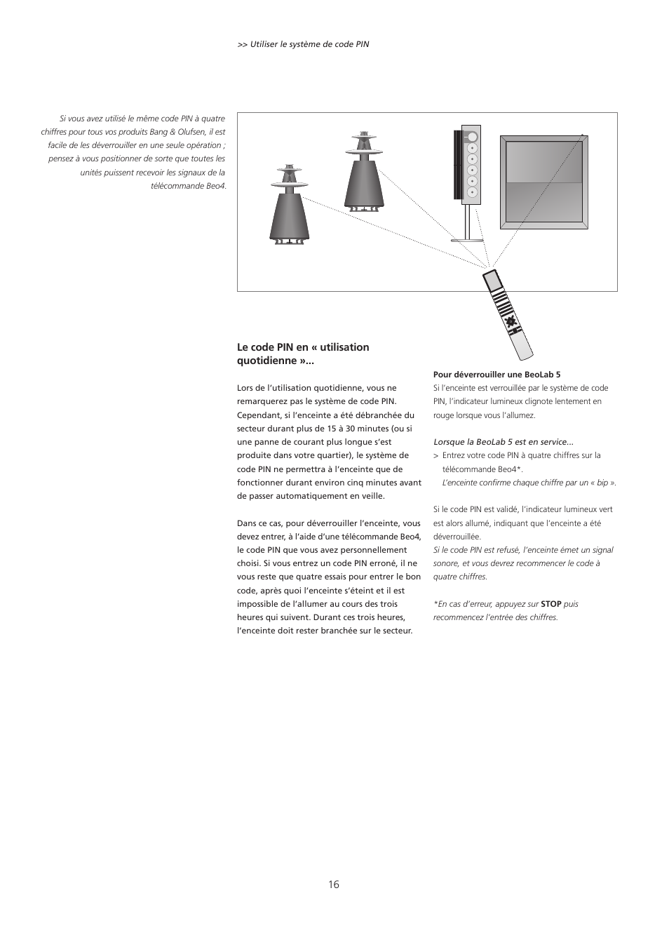 Bang & Olufsen BeoLab 5 - pin code correction User Manual | Page 16 / 24
