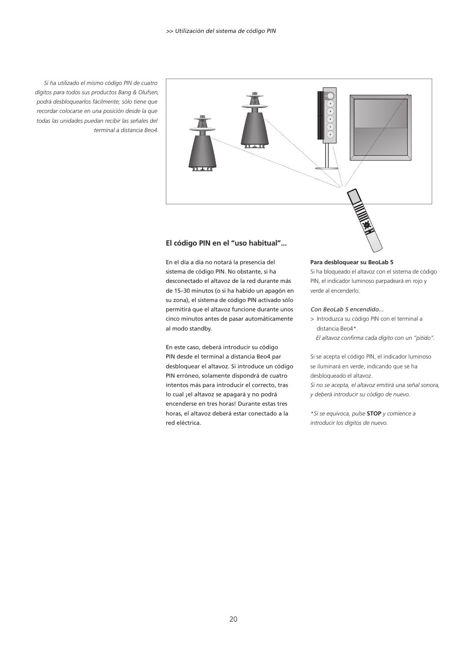 Bang & Olufsen BeoLab 5 - pin code correction User Manual | Page 20 / 24