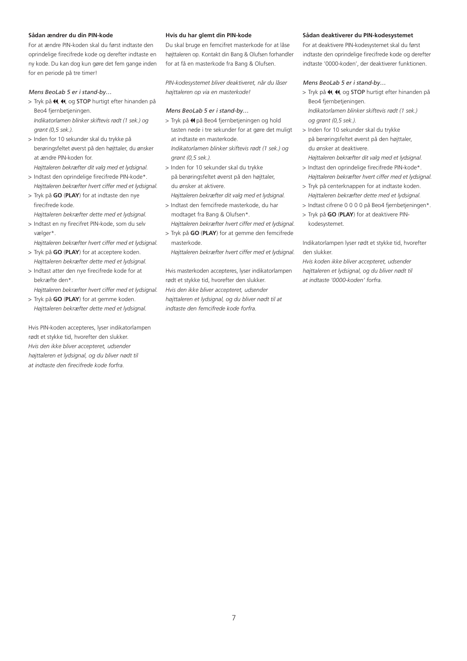 Bang & Olufsen BeoLab 5 - pin code correction User Manual | Page 7 / 24