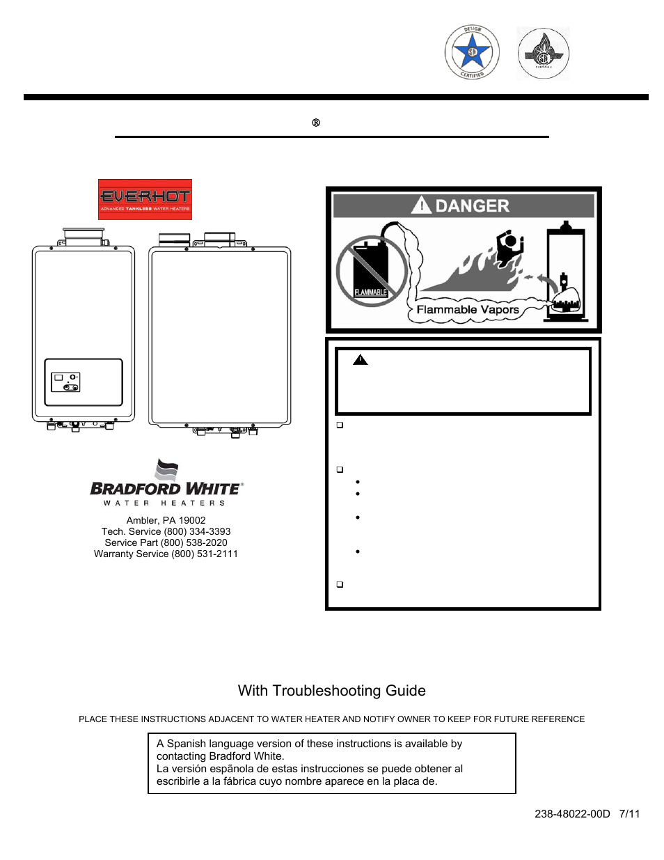 Bradford White Everhot TG-150I-N(X) User Manual | 92 pages