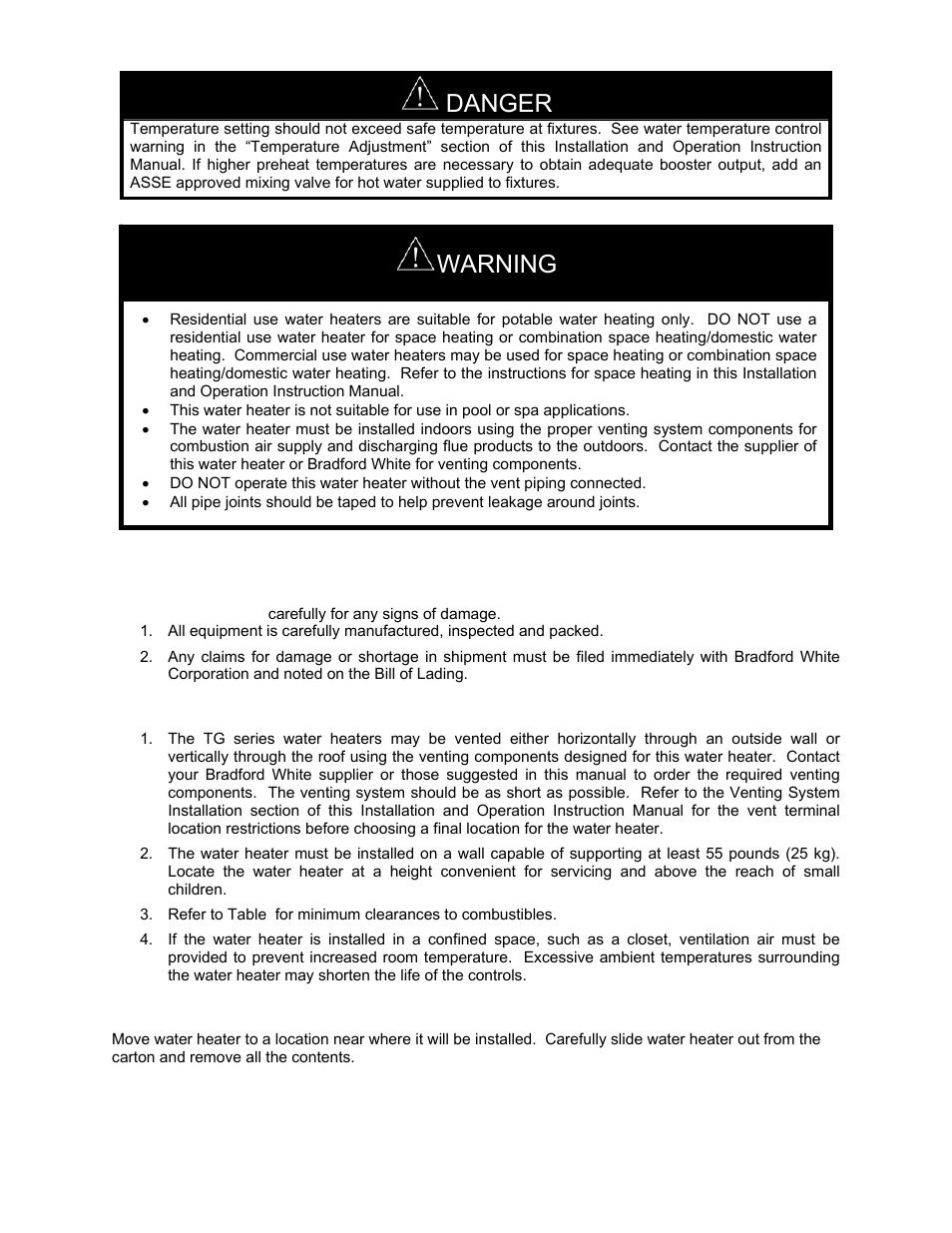 Warning, Danger | Bradford White Everhot TG-150I-N(X) User Manual | Page 10 / 92