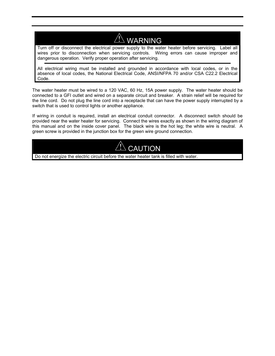 Warning, Caution | Bradford White Everhot TG-150I-N(X) User Manual | Page 49 / 92