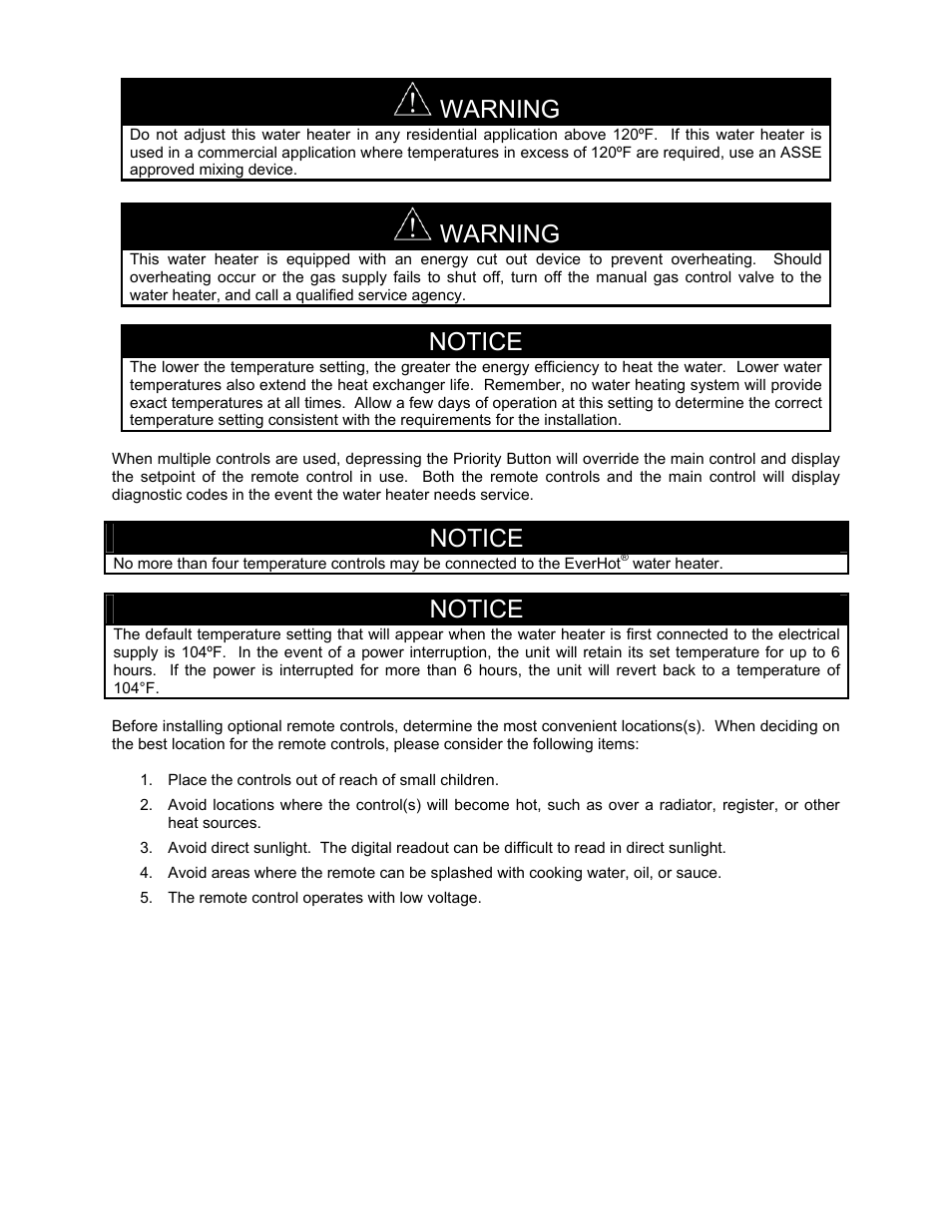 Warning, Notice | Bradford White Everhot TG-150I-N(X) User Manual | Page 54 / 92