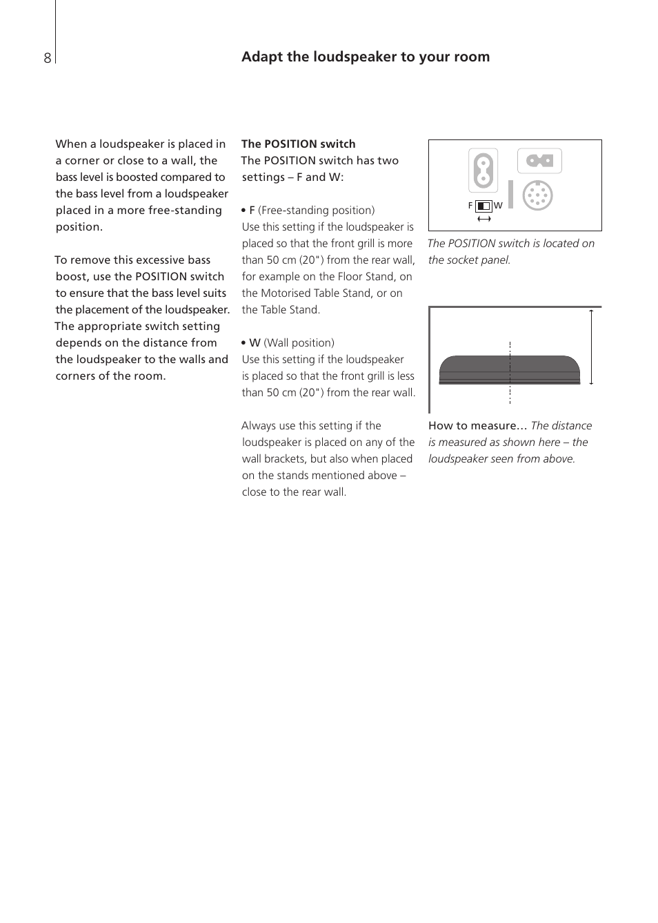 Adapt the loudspeaker to your room, The position switch | Bang & Olufsen BeoLab 7-1 - User Guide User Manual | Page 8 / 12