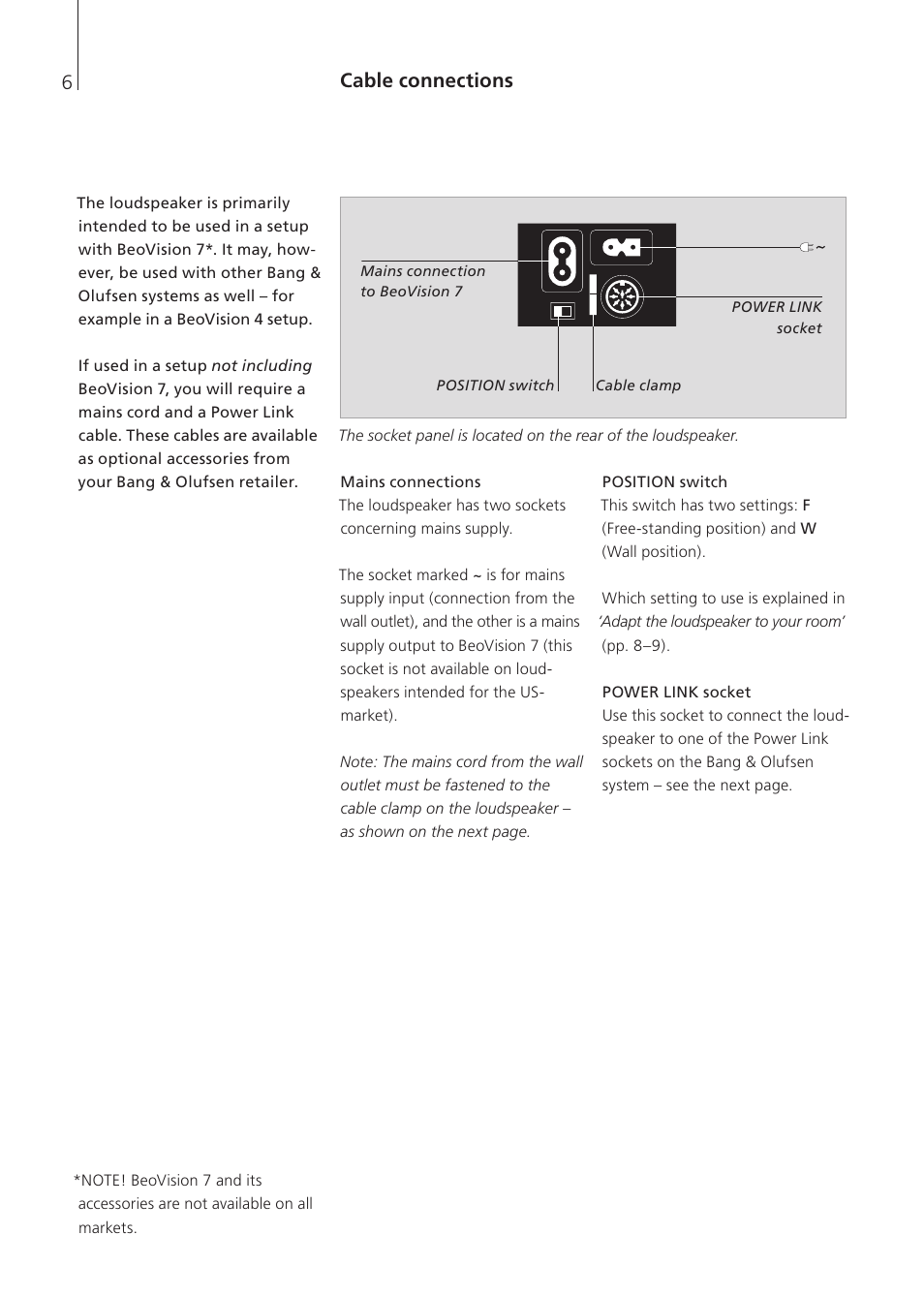 Cable connections | Bang & Olufsen BeoLab 7-2 - User Guide User Manual | Page 6 / 12