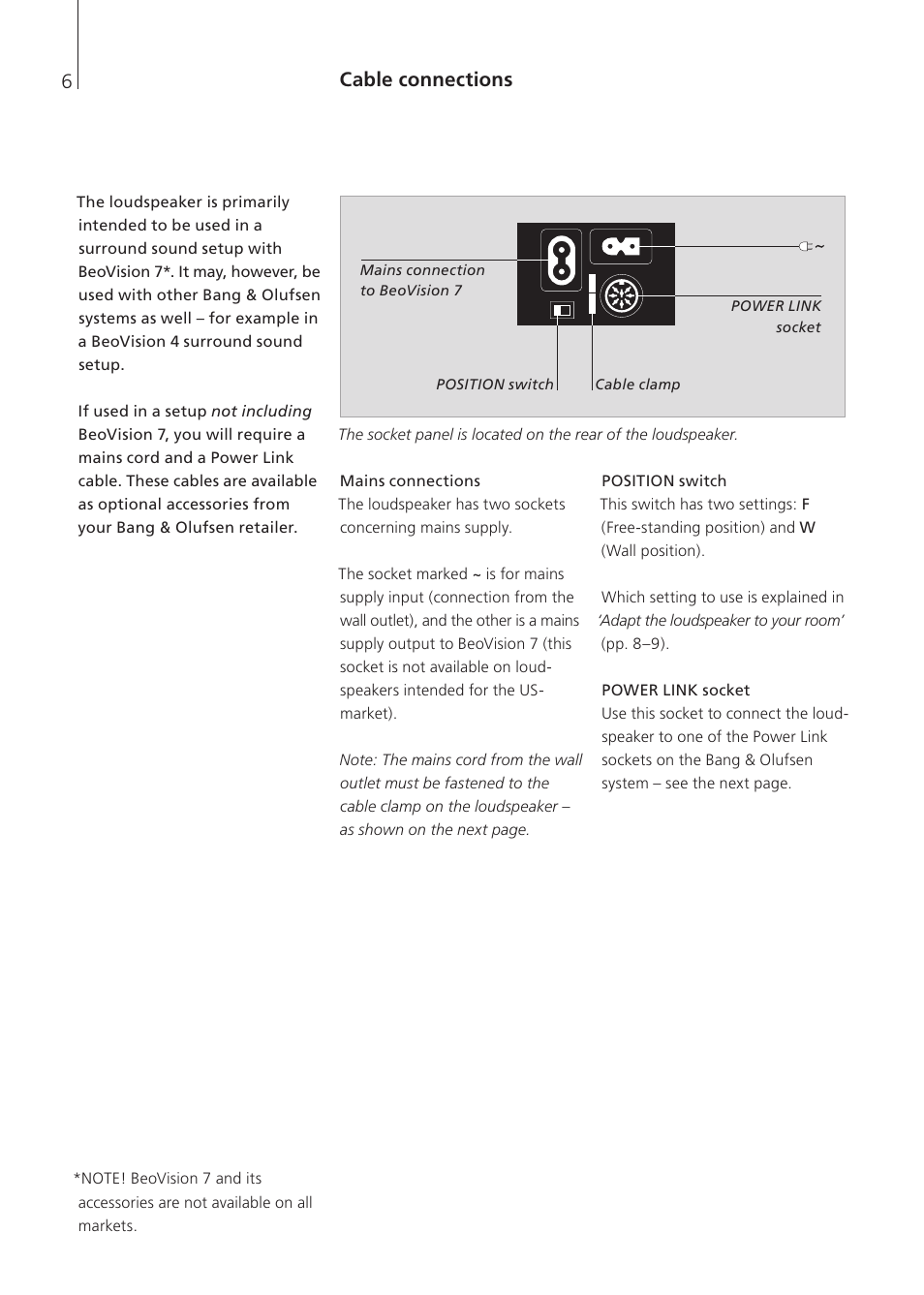 Cable connections | Bang & Olufsen BeoLab 7-4 - User Guide User Manual | Page 6 / 12