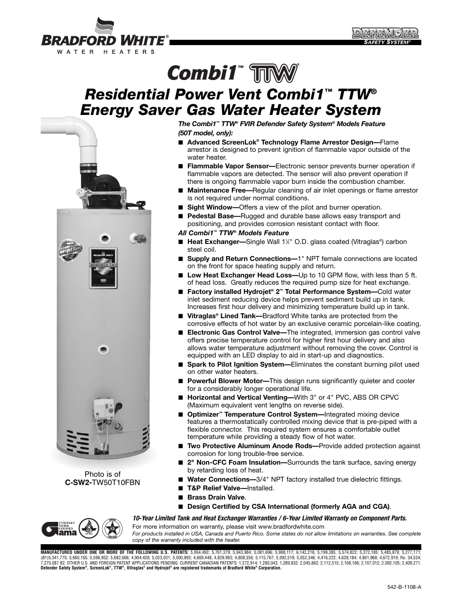 Bradford-White Corp 50T User Manual | 2 pages