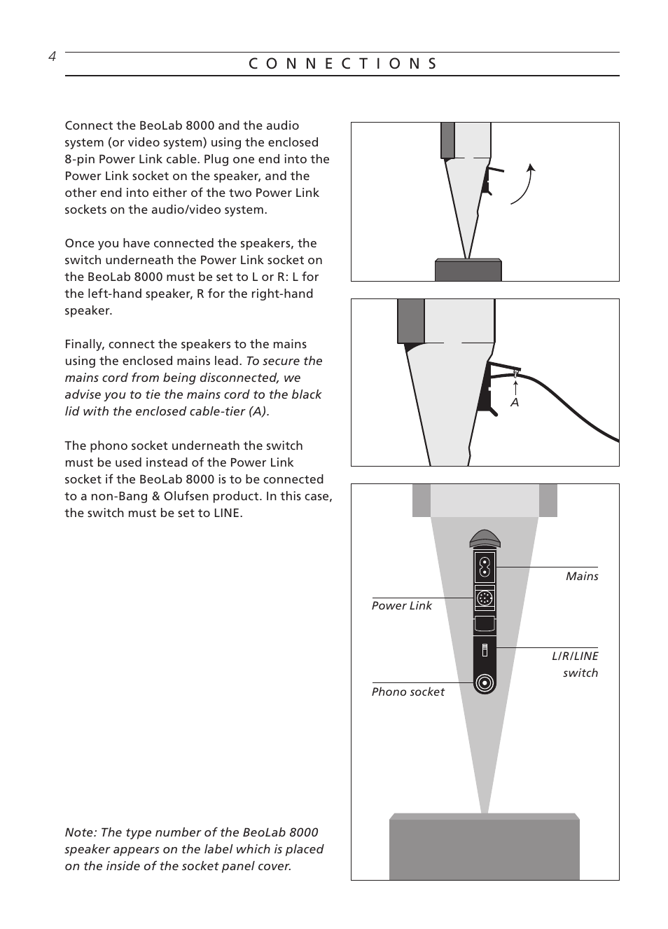 Connections | Bang & Olufsen BeoLab 8000 - User Guide User Manual | Page 4 / 8
