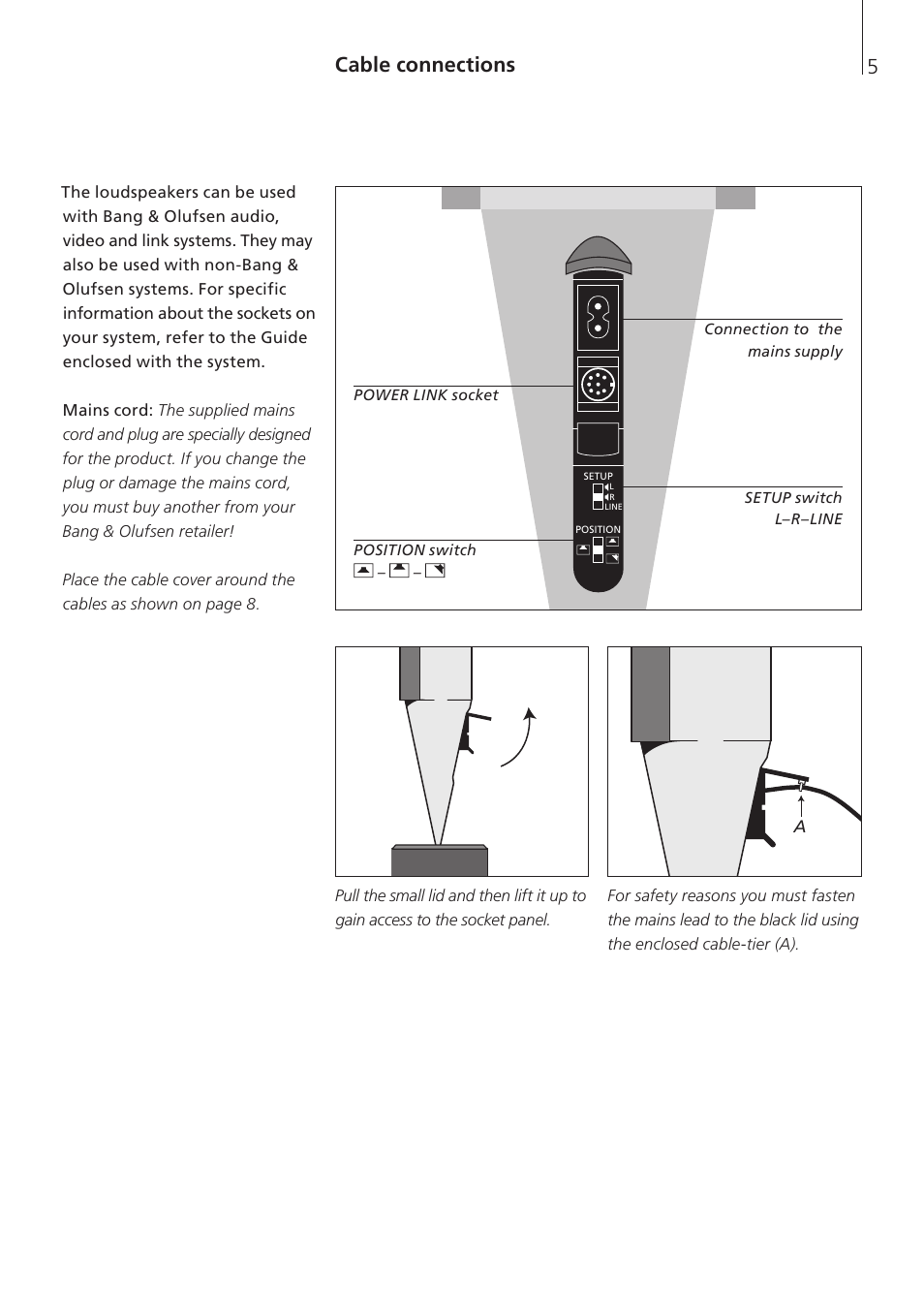 Cable connections | Bang & Olufsen BeoLab 8002 - User Guide User Manual | Page 5 / 12