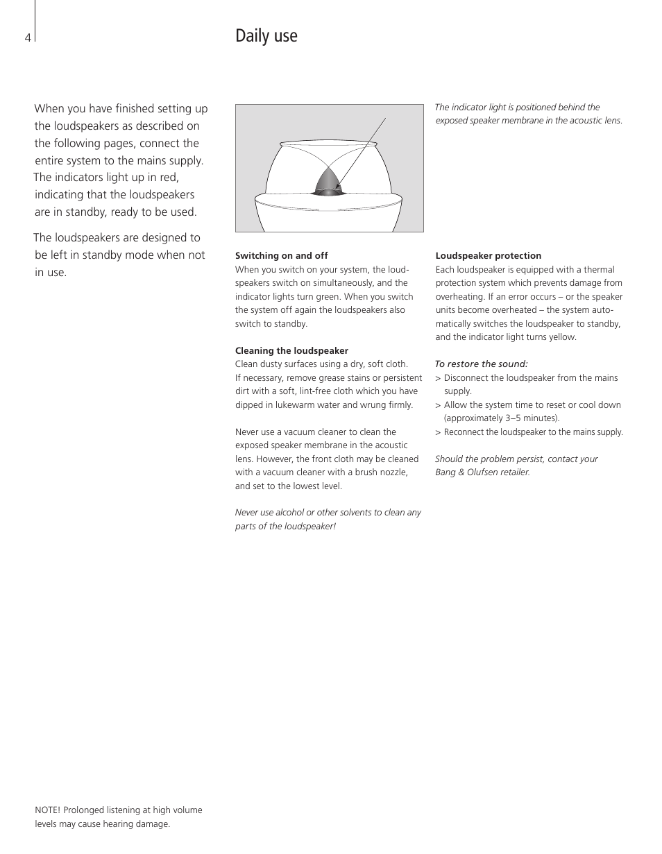 Daily use | Bang & Olufsen BeoLab 9 - User Guide User Manual | Page 4 / 12