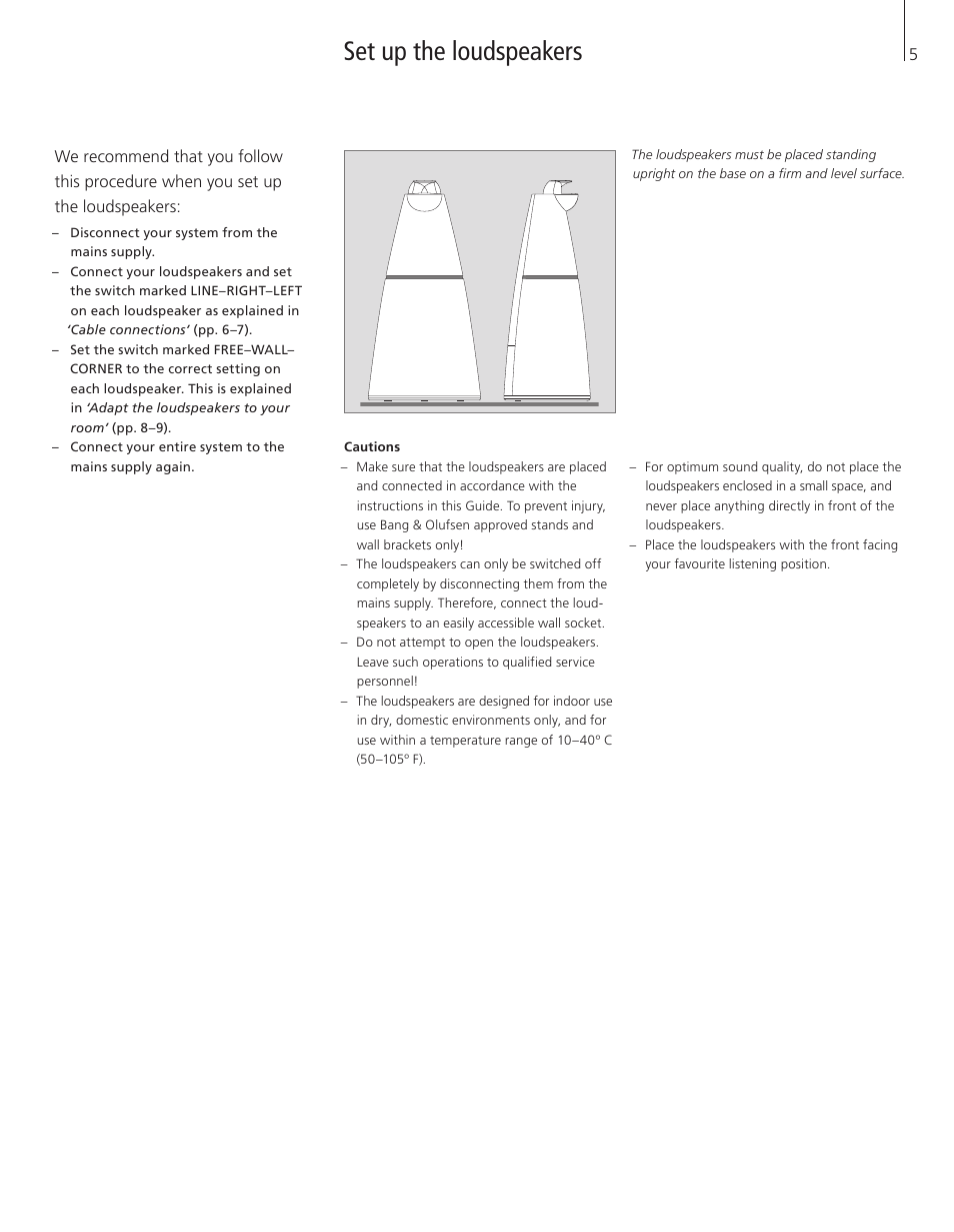 Set up the loudspeakers | Bang & Olufsen BeoLab 9 - User Guide User Manual | Page 5 / 12