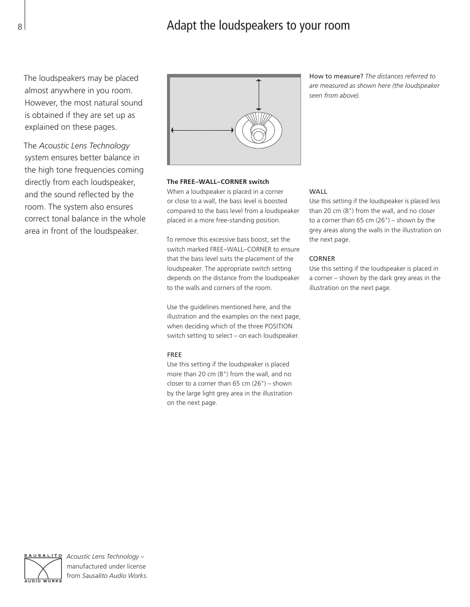 Adapt the loudspeakers to your room | Bang & Olufsen BeoLab 9 - User Guide User Manual | Page 8 / 12