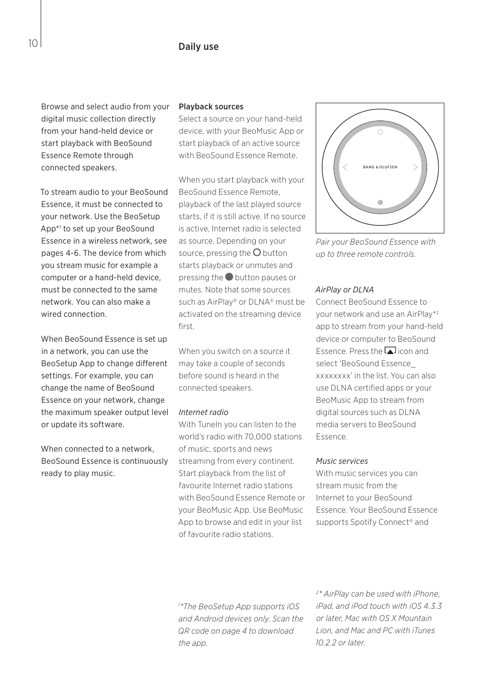 Daily use | Bang & Olufsen BeoSound Essence - User Guide User Manual | Page 10 / 76