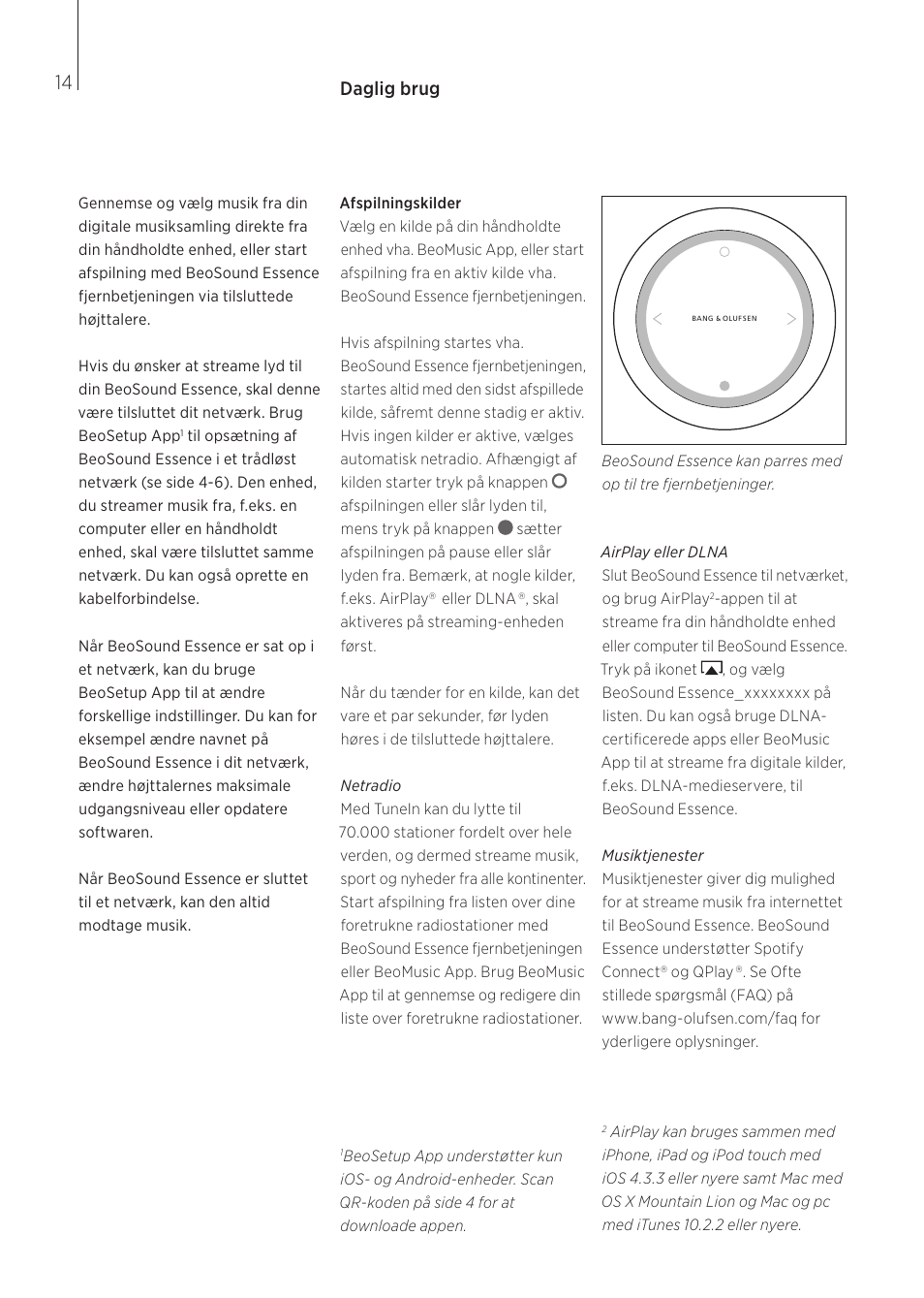 Daglig brug | Bang & Olufsen BeoSound Essence - User Guide User Manual | Page 14 / 76