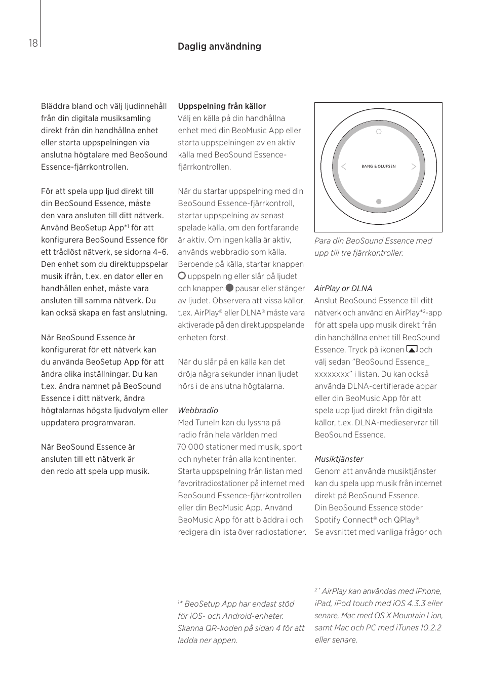 Daglig användning | Bang & Olufsen BeoSound Essence - User Guide User Manual | Page 18 / 76
